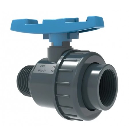 Кран ПВЦ сферичен 1"м. х 1"ж.